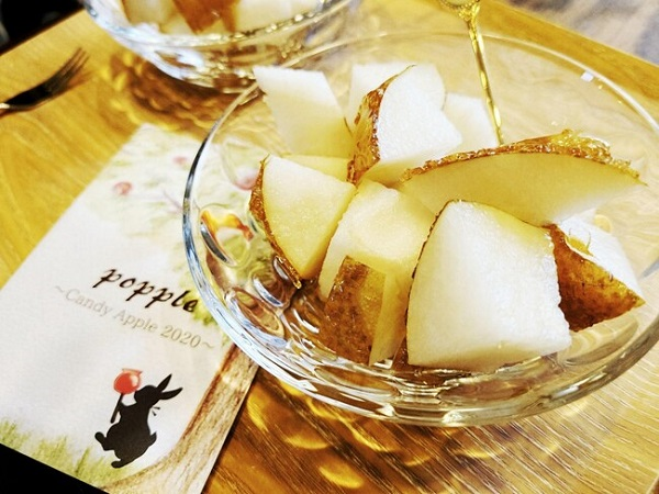 ポムdeなっぷるにて、愛知県幸田町特産の梨を使った「梨飴」を販売中