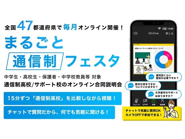 通信制高校の合同説明会「まるごと通信制フェスタ2024」47都道府県で毎月開催