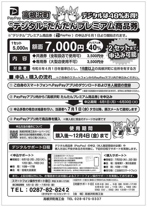 高根沢 高根沢町”たんたんプレミアム商品券(デジタル・PayPay)”